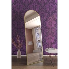 Oval Gold Metal Çerçeveli Hediyeler Kapında Ayaklı Ayna 180X60CM Neme Dayanıklı Şık Tasarım