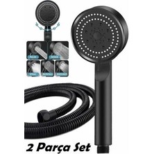 Kitchen Live Turbo Pervaneli 5 Fonksiyonlu Duş Başlığı ve Siyah Duş Hortumu 150 cm Set