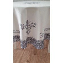 Lale Desen Baskılı 150 cm Yuvarlak Polyester Kumaş Masa Örtüsü