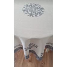 Lale Desen Baskılı 150 cm Yuvarlak Polyester Kumaş Masa Örtüsü