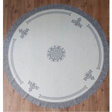 Lale Desen Baskılı 150 cm Yuvarlak Polyester Kumaş Masa Örtüsü