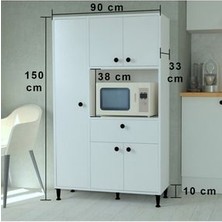 Mobilique Bergama Suntalam Kiler Dolabı 90x32x150 cm – Dayanıklı, Çok Renkli, 4 Çekmeceli Mutfak Depolama Dolabı