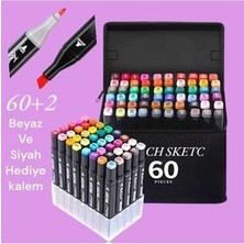 Touch Sketc 60 lı 'Çift Taraflı Marker Kalem Seti Çanta Siyah Model