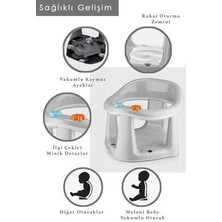 Meleni Baby Bebek Banyo Oturağı - Vakum Tabanlı Bebek Mama Oturağı Gri