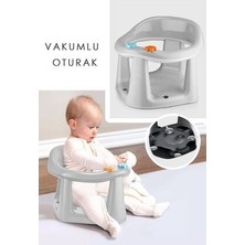 Meleni Baby Bebek Banyo Oturağı - Vakum Tabanlı Bebek Mama Oturağı Gri