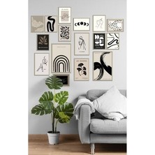 Wooden Factory Modern Galeri Duvar Seti, Şimdi Trend Olan Boho Sanat, Soyut Posterler, Minimalist Duvar Sanatı