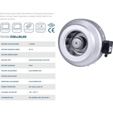Kayı Kayıtes Rad 200 - Yuvarlak Kanal Tipi Radyal Havalandırma Fanı 1000M³/H