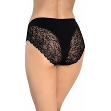 Miss Blue Moon Arka Baklava Kesim Dantelli Bato 2'li Külot Siyah/beyaz 5660