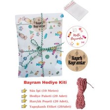 Dekals Bayram Hediye Seti, Hediye Paketi, Harçlık Poşeti, Süs Ipi, Yapışkanlı Etiket