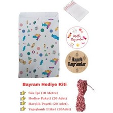 Dekals Bayram Hediye Seti, Hediye Paketi, Harçlık Poşeti, Süs Ipi, Yapışkanlı Etiket