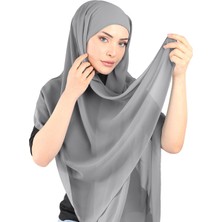 Ecardin Boneli Şifon Şal - St 136 Koyu Gri