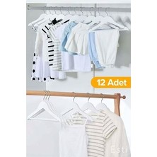 Esti 12 Adet - Ahşap Görünümlü Çocuk ve Bebek Elbise ,kıyafet Askısı