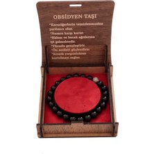 8 mm Obsidyen Doğal Taş Bileklik – Negatif Enerjilere Kalkan, Şık Hediye Kutulu