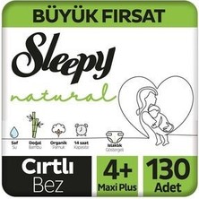 Sleepy Natural Büyük Fırsat Paketi Külot Bez 4+ Numara Maxi Plus 130 Adet