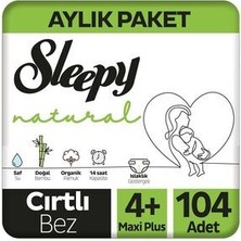 Sleepy Natural Aylık Paket Külot Bez 4+ Numara Maxi Plus 104 Adet