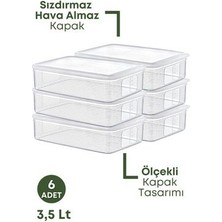 Kitchen Life 6 Adet 3,5 Litre Buzdolabı Içi Düzenleyici Dikdörtgen Erzak Saklama Kabı Seti - Organizeri 3500ML