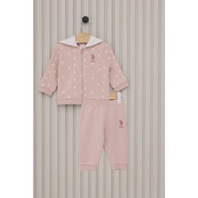 U.S. Polo Assn. Toz Pembe Kız Bebek 3'lü Takım