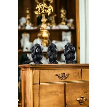 Biblo Dekoratif Heykel 3 Maymun Biblosu Gümüş Eskitme Gri Model 32