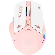 Byars-Gaming Oyuncu Mouse LED Işıklı Şarj Edilebilir Gamer Pembe Mouse Byarsbilişim