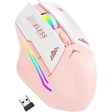 Byars-Gaming Oyuncu Mouse LED Işıklı Şarj Edilebilir Gamer Pembe Mouse Byarsbilişim