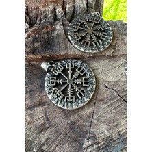 Mooni Accessories Viking Pusulası Vegvisir Model 316L Paslanmaz Çelik Kolye Ucu