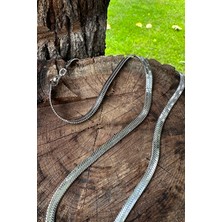 Mooni Accessories Italyan Tasarım Balık Sırtı Kadın Venedik Model Gümüş Paslanmaz Çelik Şık 316L Zincir Kolye 65CM