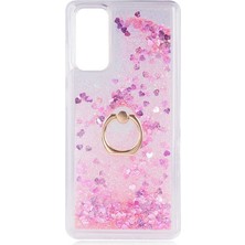 Prolysus Samsung Galaxy S22+PLUS Kılıf Sulu Simli Yüzüklü Stand Kapak Kılıf