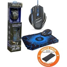 Byars-Kablolu Işıklı Oyuncu Mouse Mousepad Mavi Byarsbilişim