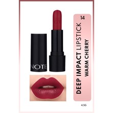 Note Deep Impact Lipstick Kremsi Dokulu Yarı Parlak Ruj 14 Warm Cherry - Kırmızı