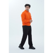 George Phoenix Turuncu Yarım Fermuarlı Pamuklu Erkek Oversize Sweatshirt