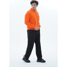 George Phoenix Turuncu Yarım Fermuarlı Pamuklu Erkek Oversize Sweatshirt