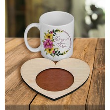 Ejoya Kişiye Özel Tasarım Kupa Bardak ve Kalp Ahşap Bardak Altlığı 100685