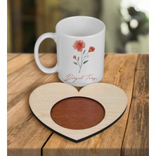 Ejoya Kişiye Özel Tasarım Kupa Bardak ve Kalp Ahşap Bardak Altlığı 100657