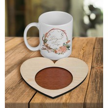 Ejoya Kişiye Özel Tasarım Kupa Bardak ve Kalp Ahşap Bardak Altlığı 100769