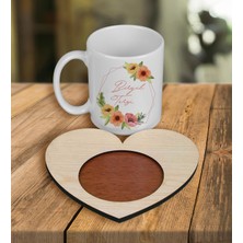 Ejoya Kişiye Özel Tasarım Kupa Bardak ve Kalp Ahşap Bardak Altlığı 100710