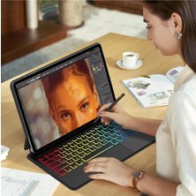 Fogy Samsung Galaxy Tab S10+ 12.4" Uyumlu Magic Keyboard Touchpad Rgb Işıklı Klavyeli Kılıf