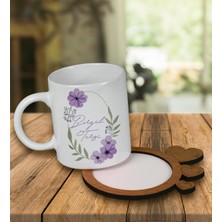 Ejoya Kişiye Özel Tasarım Kupa Bardak ve Kalp Desenli Ahşap Bardak Altlığı 99700