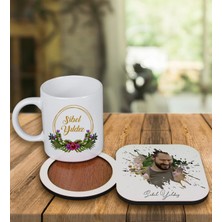 Ejoya Kişiye Özel Tasarım Kupa Bardak ve Fotoğraflı Ahşap Bardak Altlığı 99275