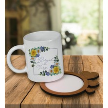 Ejoya Kişiye Özel Tasarım Kupa Bardak ve Kalp Desenli Ahşap Bardak Altlığı 99711