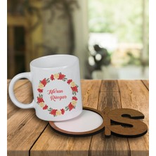 Ejoya Kişiye Özel Tasarım Kupa Bardak ve Harfli Ahşap Bardak Altlığı 100268