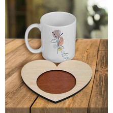 Ejoya Kişiye Özel Tasarım Kupa Bardak ve Kalp Ahşap Bardak Altlığı 100481