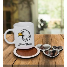 Ejoya Kişiye Özel Tasarım Kupa Bardak ve Fotoğraflı Kalpler Ahşap Bardak Altlığı 99904