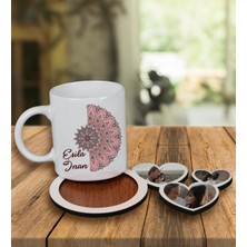 Ejoya Kişiye Özel Tasarım Kupa Bardak ve Fotoğraflı Kalpler Ahşap Bardak Altlığı 99890