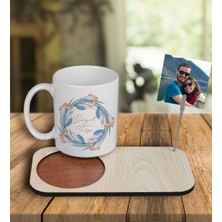 Ejoya Kişiye Özel Tasarım Kupa Bardak ve Fotoğraflı Notluk Ahşap Bardak Altlığı 101056