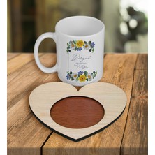 Ejoya Kişiye Özel Tasarım Kupa Bardak ve Kalp Ahşap Bardak Altlığı 100708