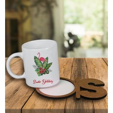 Ejoya Kişiye Özel Tasarım Kupa Bardak ve Harfli Ahşap Bardak Altlığı 100203