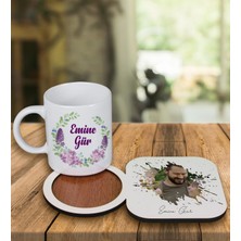 Ejoya Kişiye Özel Tasarım Kupa Bardak ve Fotoğraflı Ahşap Bardak Altlığı 99228