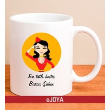 Ejoya Kişiye Özel Mesajlı Kadın Hostes Kupa Bardak 80061