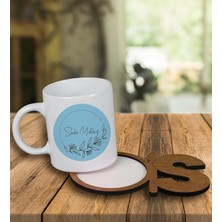 Ejoya Kişiye Özel Tasarım Kupa Bardak ve Harfli Ahşap Bardak Altlığı 100170