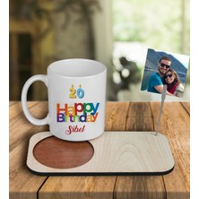 Ejoya Kişiye Özel Tasarım Kupa Bardak ve Fotoğraflı Notluk Ahşap Bardak Altlığı 100915